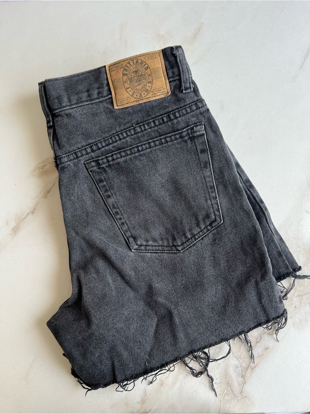 Brittania vintage Black Washed high waisted Denim Cutoff Shorts